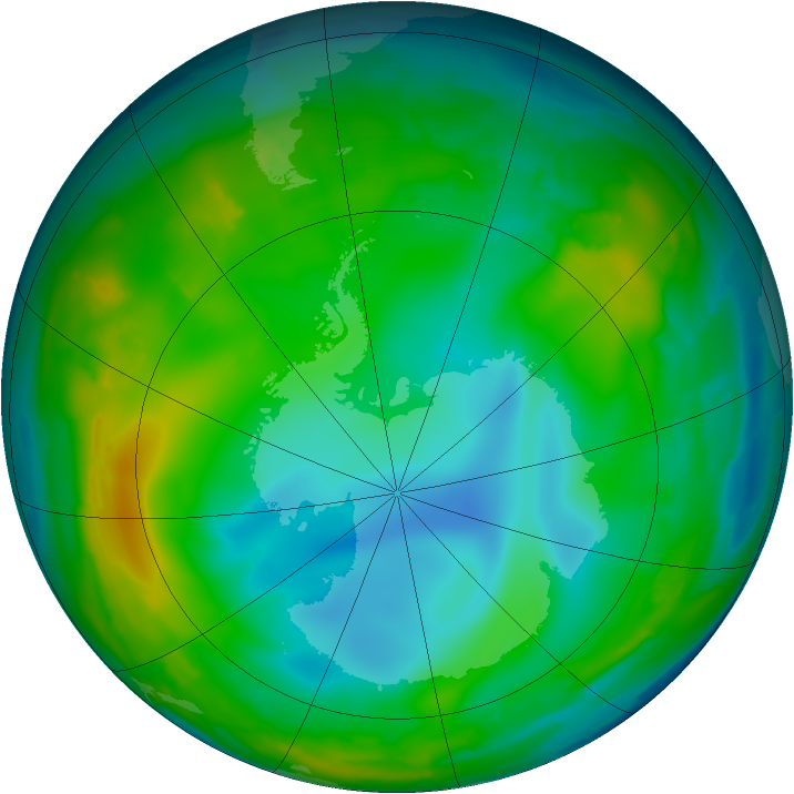 Antarctic ozone map for 01 July 2009